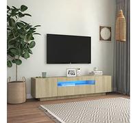 Vidaxl Meuble Tv Avec Lumières Led Chêne Sonoma 160x35x40 Cm Marron