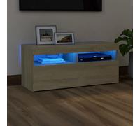 Meuble TV avec lumières LED chêne sonoma 90x35x40 cm Chêne sonoma G