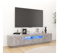 vidaXL Meuble TV avec Lumières LED, Armoire de Télévision avec Rangement, Meuble Télé de Salon Salle de Séjour Intérieur, Moderne, Gris Béton