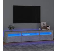 vidaXL Meuble TV avec lumières LED Gris béton 195x35x40 cm 3152741