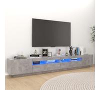 Vidaxl Meuble Tv Avec Lumières Led Gris Béton 260x35x40 Cm Gris