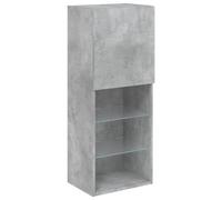 vidaXL Meuble TV 837060 avec lumières LED – Armoire murale suspendue, Rangement – Gris béton
