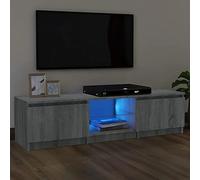 vidaXL Meuble TV avec lumières LED Sonoma gris 140x40x35,5 cm, support TV, armoire média, armoire hifi, unité TV, unité média, armoire latérale