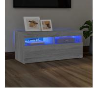 vidaXL Meuble TV avec lumières LED Sonoma gris 90x35x40 cm, meuble TV avec lumière LED, support tv, armoire média, meuble TV 815676