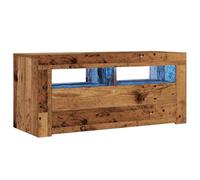 vidaXL Meuble TV avec lumières LED Vieux Bois Bois d'ingénierie