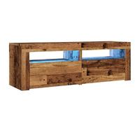 vidaXL Meuble TV avec lumières LED Vieux Bois Bois d'ingénierie