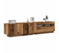 vidaXL Meuble TV 3329163 – Vieux bois (bois d'ingénierie) avec lumières LED, Marron