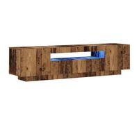 vidaXL Meuble TV avec lumières LED Vieux Bois Bois d'ingénierie, Support TV, Meuble multimédia, Console TV, Meuble HiFi, Centre de Divertissement