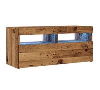 vidaXL Meuble TV avec lumières LED vieux bois bois d'ingénierie, support TV, meuble multimédia, console TV, meuble hifi, 856307