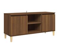 Vidaxl Meuble Tv Avec Pieds En Bois Massif Chêne Marron 103,5x35x50 Cm Multicolore