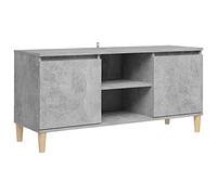 Vidaxl Meuble Tv Avec Pieds En Bois Massif Gris Béton 103,5x35x50 Cm Gris