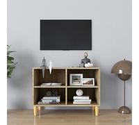 vidaXL Meuble TV avec pieds en bois massif Chêne sonoma 69,5x30x50 cm
