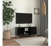 vidaXL Meuble TV avec pieds en bois massif Noir 103,5x35x50 cm