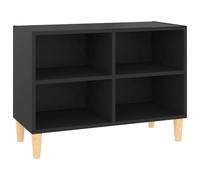 Vidaxl Meuble Tv Avec Pieds En Bois Massif Noir 69,5x30x50 Cm Noir