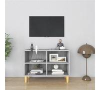 Meuble TV avec pieds en bois massif Sonoma gris 69,5x30x50 cm813147