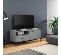 vidaXL Meuble TV avec Pieds en Métal, Armoire de Télévision avec 2 Compartiments et Tiroir, Meuble Télé avec Rangement, 351022