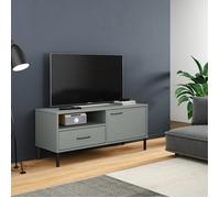 vidaXL Meuble TV avec Pieds en Métal, Armoire de Télévision avec 2 Compartiments et Tiroir, Meuble Télé avec Rangement, 351022