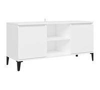 vidaXL Meuble TV avec pieds en métal, 2 compartiments, style industriel, blanc