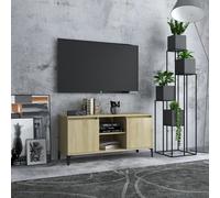 Vidaxl Meuble Tv Avec Pieds En Métal Chêne Sonoma 103,5x35x50 Cm Marron