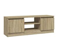 vidaXL Meuble TV avec porte – Moderne, 2 compartiments et étagères – Chêne Sonoma 102x30x36 cm
