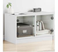 vidaXL Meuble TV 836357 – avec portes en verre, 68 x 37 x 42 cm, blanc