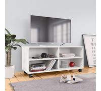 Vidaxl Meuble Tv Avec Roulettes Blanc 90x35x35 Cm Bois D'ingénierie Blanc