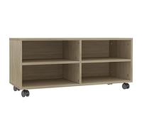 vidaXL Meuble TV avec roulettes, compartiment – Moderne, Chêne Sonoma, Bois d’ingénierie