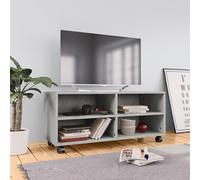 Vidaxl Meuble Tv Avec Roulettes Gris Béton 90x35x35 Cm Bois Ingénierie Gris
