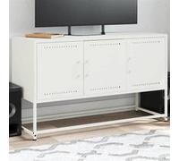 vidaXL Meuble TV blanc 100,5x39x60,5 cm acier, support TV, buffet TV, meuble multimédia, banc TV, armoire hifi, centre de 846481 Blanc G
