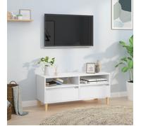 vidaXL Meuble TV Armoire de télévision scandinave blanc avec rangement Bois d'ingénierie