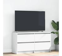 vidaXL Meuble TV Blanc 100x35x54 cm Bois d'ingénierie, Banc TV, Meuble HiFi, Centre de Divertissement, Buffet TV, Meuble multimédia, Console TV