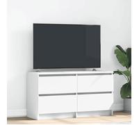 vidaXL Meuble TV Blanc 100x35x54 cm Bois d'ingénierie, Banc TV, Meuble HiFi, Centre de Divertissement, Buffet TV, Meuble multimédia, Console TV