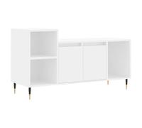 vidaXL Meuble TV Armoire 5 compartiments portes Moderne Blanc Bois d'ingénierie 100x35x55 cm