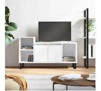 vidaXL Meuble TV Armoire 5 compartiments avec portes Bois d'ingénierie Blanc 100×35×55 cm