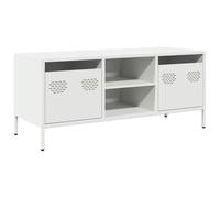 vidaXL Meuble TV Blanc 101,5x39x43,5 cm Acier laminé à Froid, Support TV, Buffet TV, Armoire HiFi, Banc TV, Armoire en métal, Meuble multimédia