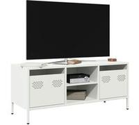 vidaXL Meuble TV blanc 101,5x39x43,5 cm acier laminé à froid, support TV, buffet TV, armoire hifi, banc TV, armoire en 851303 Blanc G