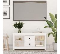 Vidaxl Meuble Tv Blanc 103x36,5x52 Cm Bois De Pin Massif Multicolore