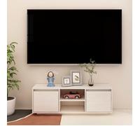 Vidaxl Meuble Tv Blanc 110x30x40 Cm Bois De Pin Massif Blanc