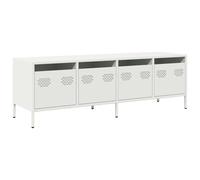 vidaXL Meuble TV Blanc 135x39x43,5 cm Acier laminé à Froid, Support TV, Buffet TV, Armoire HiFi, Banc TV, Armoire en métal, Meuble multimédia