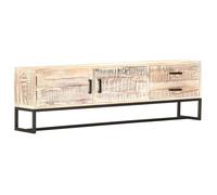 Vidaxl Meuble Tv Blanc 140 X 30 X 45 Cm Bois D'acacia Massif Blanc