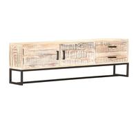 Vidaxl Meuble Tv Blanc 140 X 30 X 45 Cm Bois D'acacia Massif Blanc