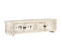 Vidaxl Meuble Tv Blanc 140 X 30 X 35 Cm Bois Massif De Manguier Blanc