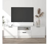 vidaXL Meuble TV, Blanc, 140x35x40 cm, Bois d’ingénierie, Support TV jusqu’à 60"", Buffet avec étagères 811448