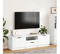 vidaXL Meuble TV, Blanc, 140x35x40 cm, Bois d’ingénierie, Support TV jusqu’à 60"", Buffet avec étagères 811448