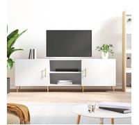 vidaXL Meuble TV 150x30x50 cm 4 compartiments Pieds Bois d'ingénierie Blanc Moderne