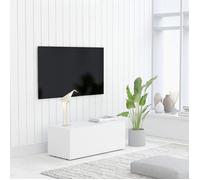 vidaXL Meuble TV classique 3 tiroirs contreplaqué Blanc 80 x 34 x 30 cm