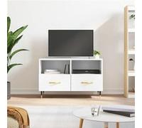Vidaxl Meuble Tv Blanc 80x36x50 Cm Bois D'ingénierie Blanc