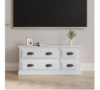 Vidaxl Meuble Tv Blanc Brillant 100x35,5x45 Cm Bois D'ingénierie Multicolore