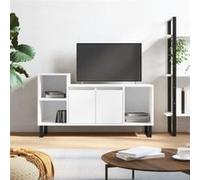 vidaXL Meuble TV Blanc brillant 100x35x55 cm Bois d'ingénierie