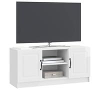 vidaXL Meuble TV Blanc Brillant 102 x 34,5 x 47 cm Bois d'ingénierie, Buffet Moderne pour Salon, Design rectangulaire, Grand Rangement, Bois d'ingénierie, Portes à charnières et poignées en Arc